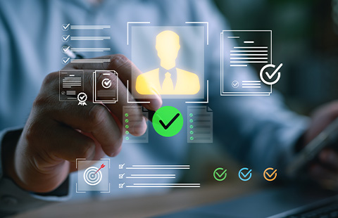 a person interacting with digital documents and checklists representing 15 important tasks for project management and organization